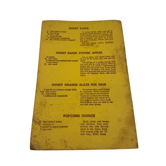 My Favorite Honey Recipes Vintage Cookbook By Mrs. Walter T. Kelley 1970s - Picture 2 of 4